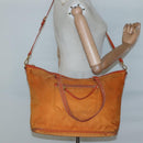 PRADA Tote Bag Nylon 2way Orange Gold Auth ep9199-25
