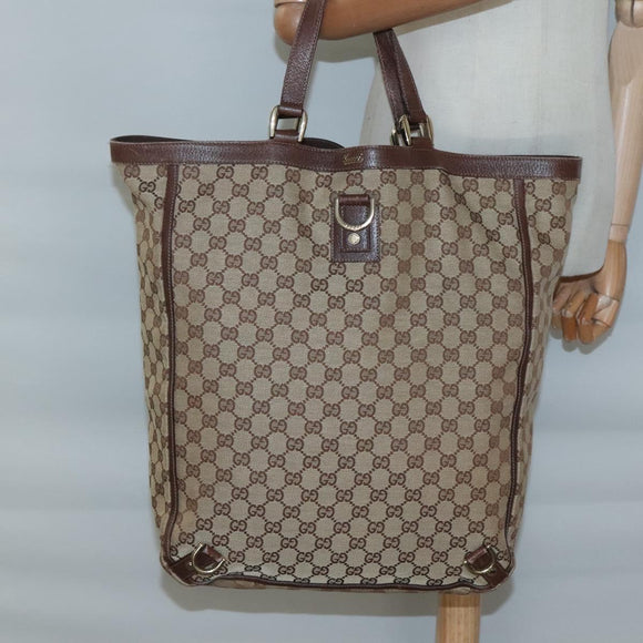 GUCCI GG Canvas Abbey Hand Bag Beige Gold 130733 Auth ep9200