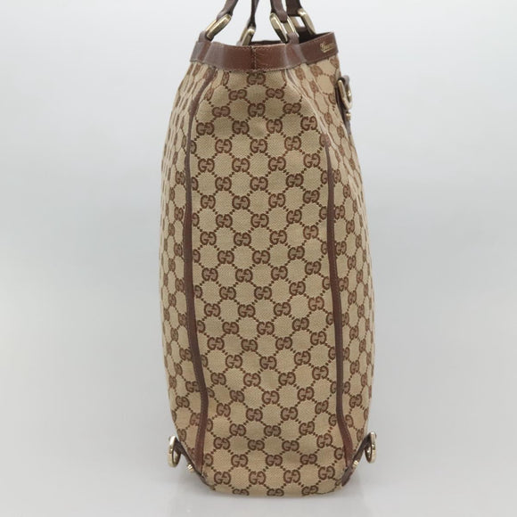 GUCCI GG Canvas Abbey Hand Bag Beige Gold 130733 Auth ep9200