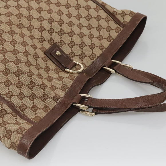 GUCCI GG Canvas Abbey Hand Bag Beige Gold 130733 Auth ep9200