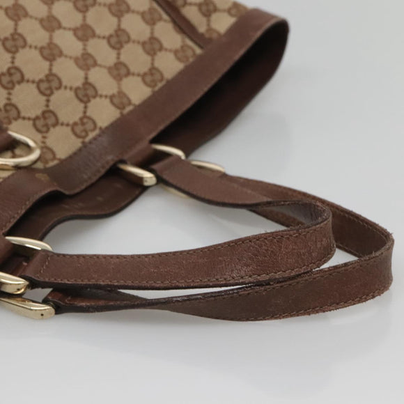 GUCCI GG Canvas Abbey Hand Bag Beige Gold 130733 Auth ep9200