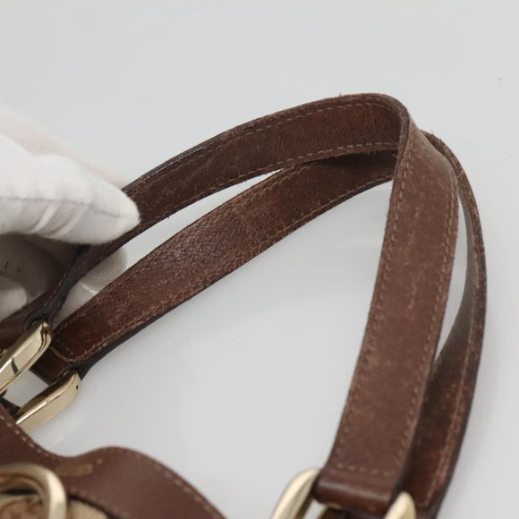 GUCCI GG Canvas Abbey Hand Bag Beige Gold 130733 Auth ep9200