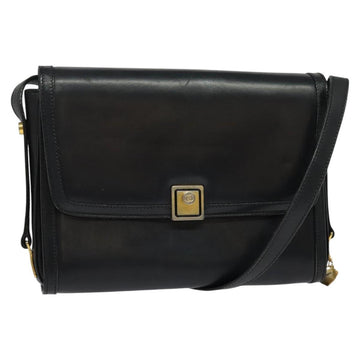 GUCCI Shoulder Bag Leather Black Gold Auth ep9209