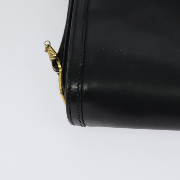 GUCCI Shoulder Bag Leather Black Gold Auth ep9209