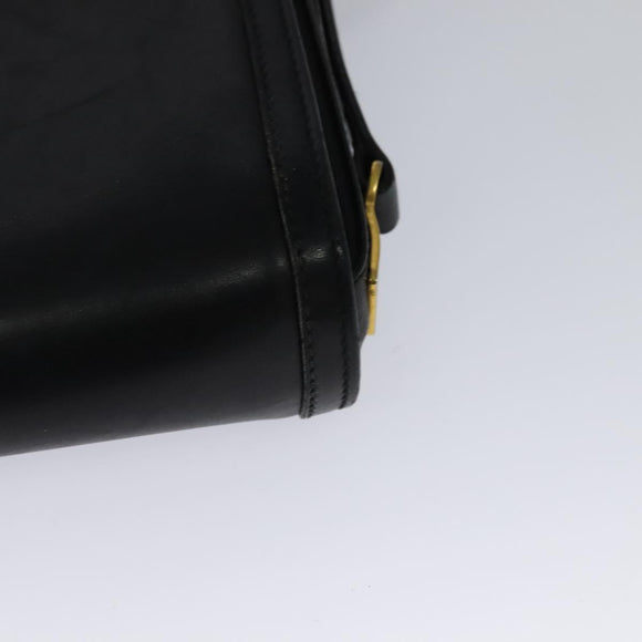 GUCCI Shoulder Bag Leather Black Gold Auth ep9209