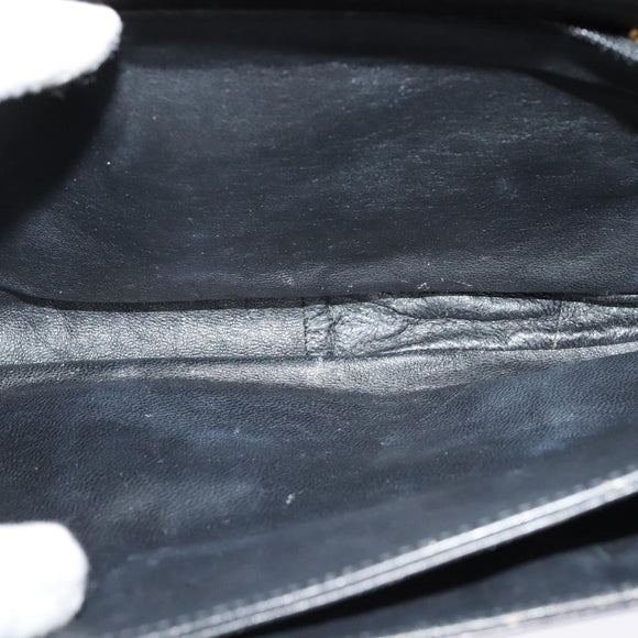 GUCCI Shoulder Bag Leather Black Gold Auth ep9209