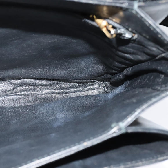 GUCCI Shoulder Bag Leather Black Gold Auth ep9209