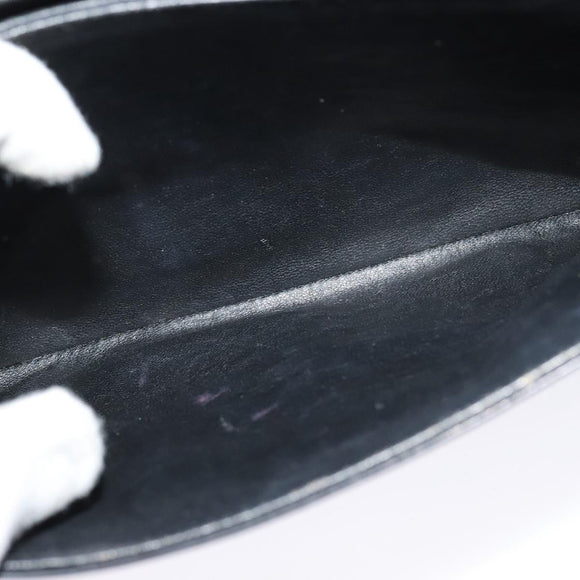 GUCCI Shoulder Bag Leather Black Gold Auth ep9209