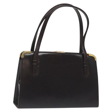 GUCCI Hand Bag Leather Brown Gold Auth ep9221