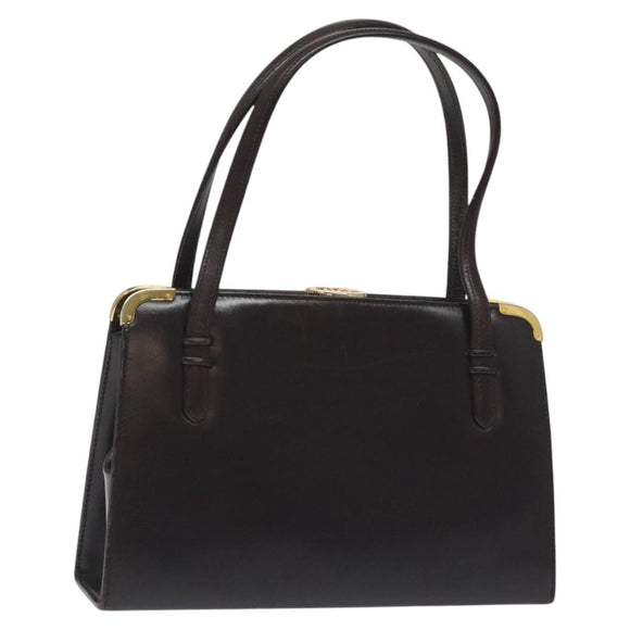 GUCCI Hand Bag Leather Brown Gold Auth ep9221