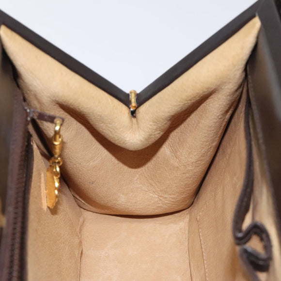 GUCCI Hand Bag Leather Brown Gold Auth ep9221