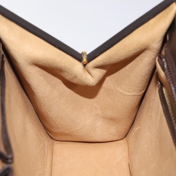 GUCCI Hand Bag Leather Brown Gold Auth ep9221