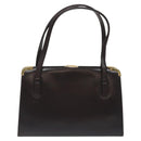 GUCCI Hand Bag Leather Brown Gold Auth ep9221-13