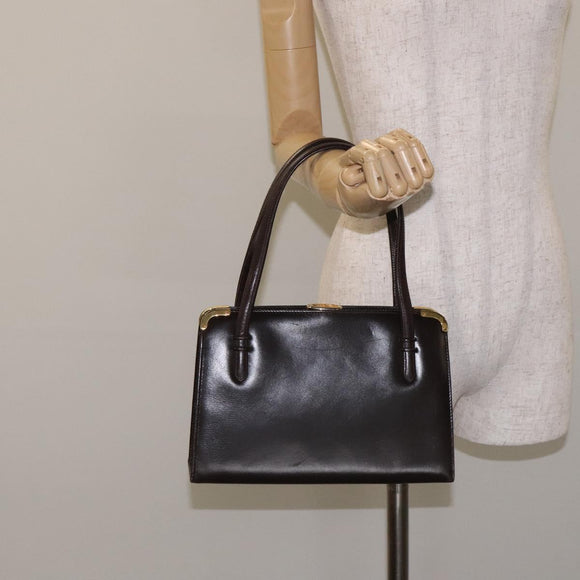 GUCCI Hand Bag Leather Brown Gold Auth ep9221