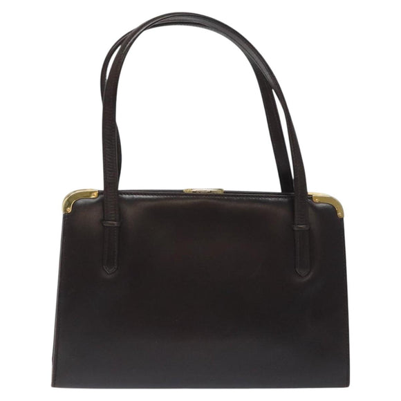 GUCCI Hand Bag Leather Brown Gold Auth ep9221