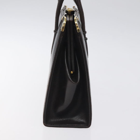 GUCCI Hand Bag Leather Brown Gold Auth ep9221