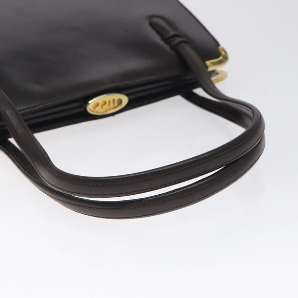 GUCCI Hand Bag Leather Brown Gold Auth ep9221