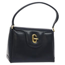 GUCCI Hand Bag Leather Navy Gold Auth ep9224-1