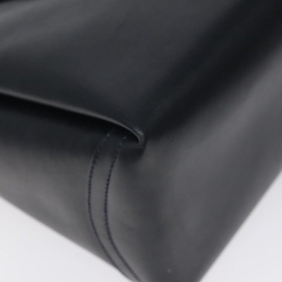 GUCCI Hand Bag Leather Navy Gold Auth ep9224