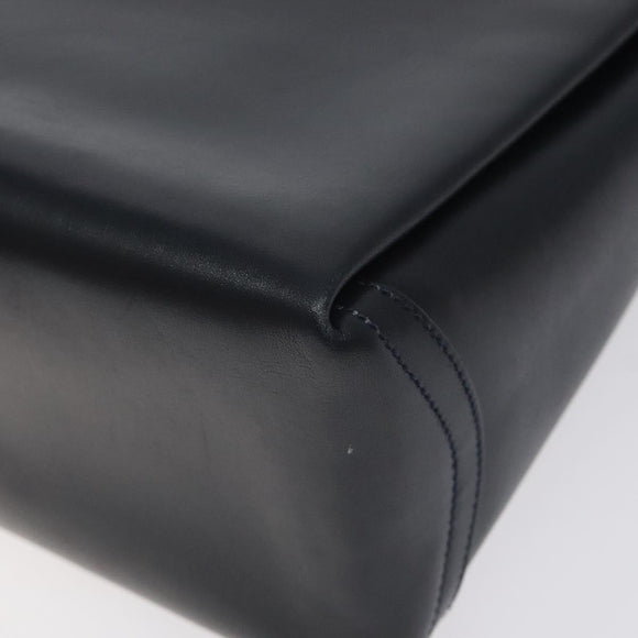 GUCCI Hand Bag Leather Navy Gold Auth ep9224