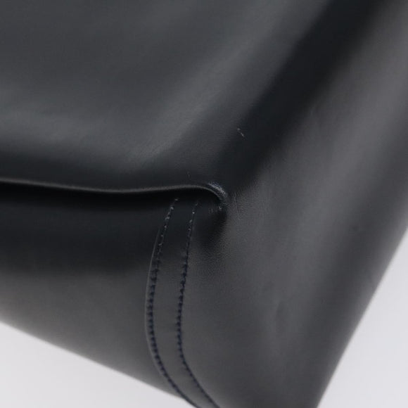 GUCCI Hand Bag Leather Navy Gold Auth ep9224