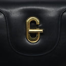GUCCI Hand Bag Leather Navy Gold Auth ep9224-17