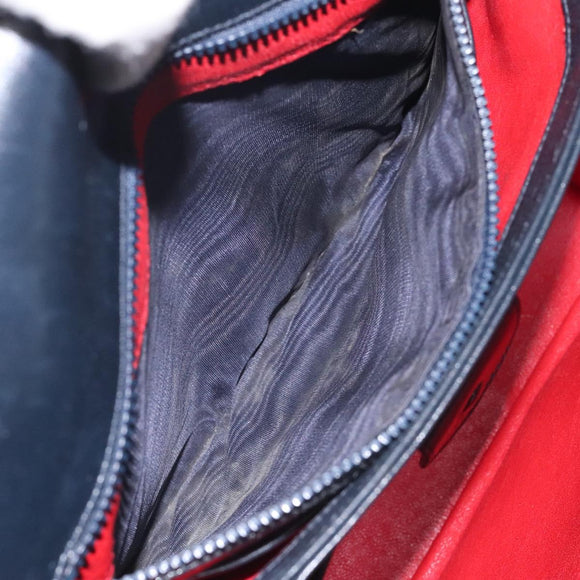 GUCCI Hand Bag Leather Navy Gold Auth ep9224