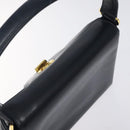 GUCCI Hand Bag Leather Navy Gold Auth ep9224-6