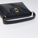 GUCCI Hand Bag Leather Navy Gold Auth ep9224-7
