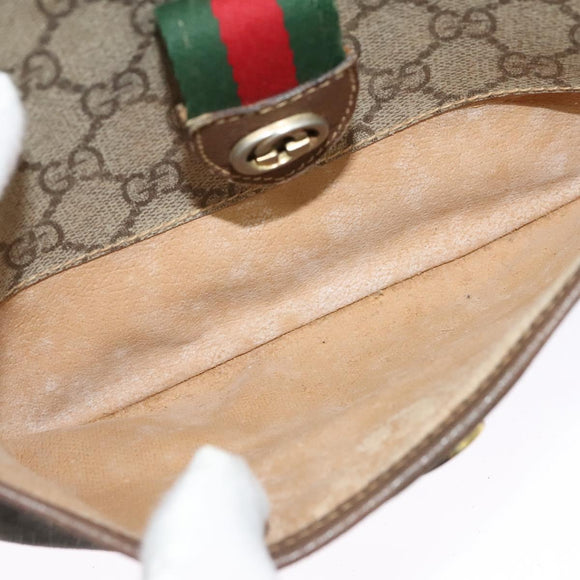 GUCCI GG Supreme Web Sherry Line Bag PVC Beige Gold 89 02 032 Auth ep9229