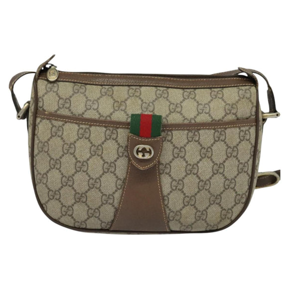 GUCCI GG Supreme Web Sherry Line Bag PVC Beige Gold 89 02 032 Auth ep9229