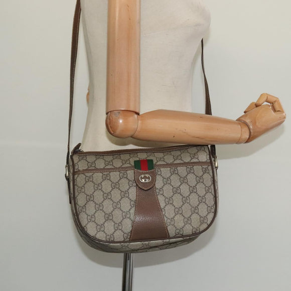 GUCCI GG Supreme Web Sherry Line Bag PVC Beige Gold 89 02 032 Auth ep9229
