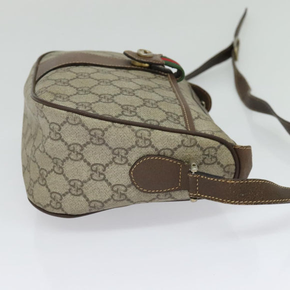 GUCCI GG Supreme Web Sherry Line Bag PVC Beige Gold 89 02 032 Auth ep9229