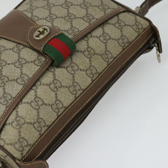 GUCCI GG Supreme Web Sherry Line Bag PVC Beige Gold 89 02 032 Auth ep9229