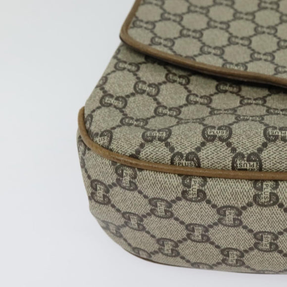 GUCCI GG Plus Supreme Shoulder Bag PVC Beige Gold Auth ep9232