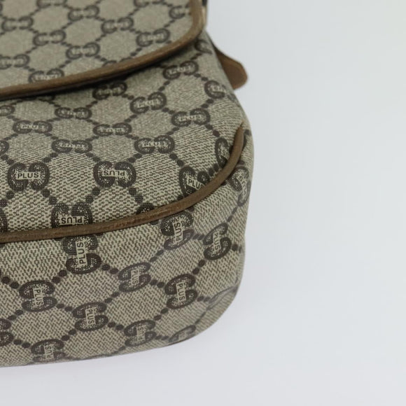 GUCCI GG Plus Supreme Shoulder Bag PVC Beige Gold Auth ep9232