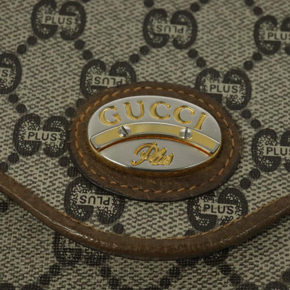 GUCCI GG Plus Supreme Shoulder Bag PVC Beige Gold Auth ep9232