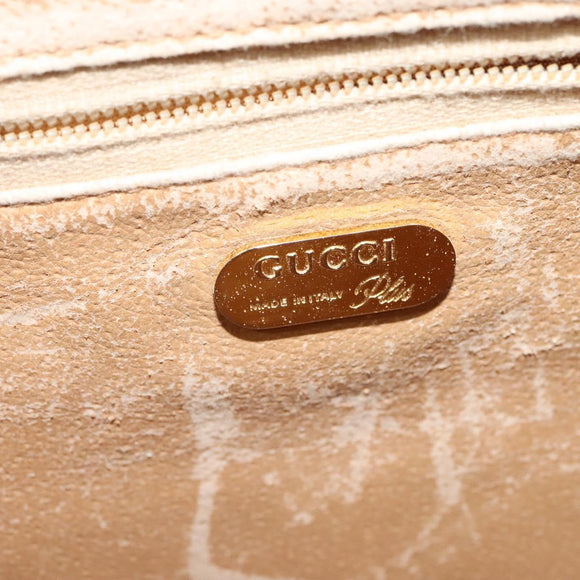 GUCCI GG Plus Supreme Shoulder Bag PVC Beige Gold Auth ep9232