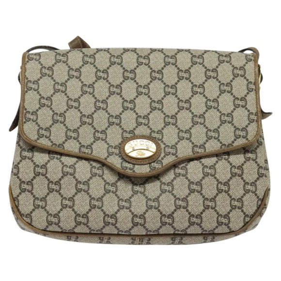 GUCCI GG Plus Supreme Shoulder Bag PVC Beige Gold Auth ep9232
