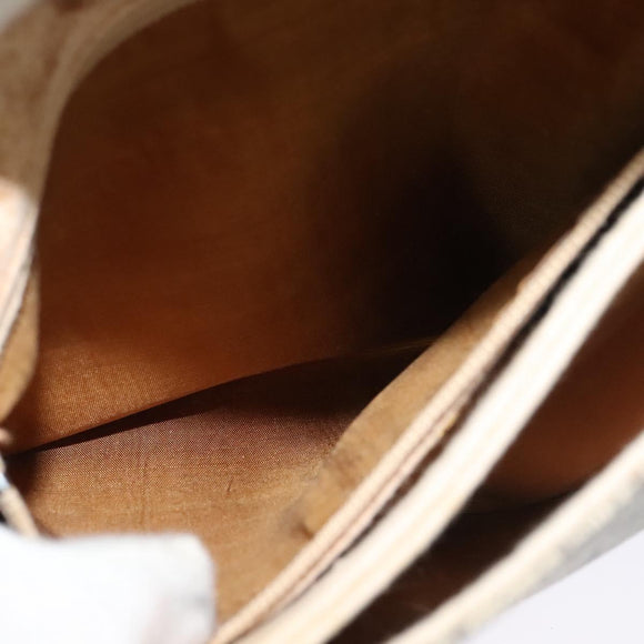 GUCCI GG Plus Supreme Shoulder Bag PVC Beige Gold Auth ep9232