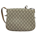 GUCCI GG Plus Supreme Shoulder Bag PVC Beige Gold Auth ep9232-3
