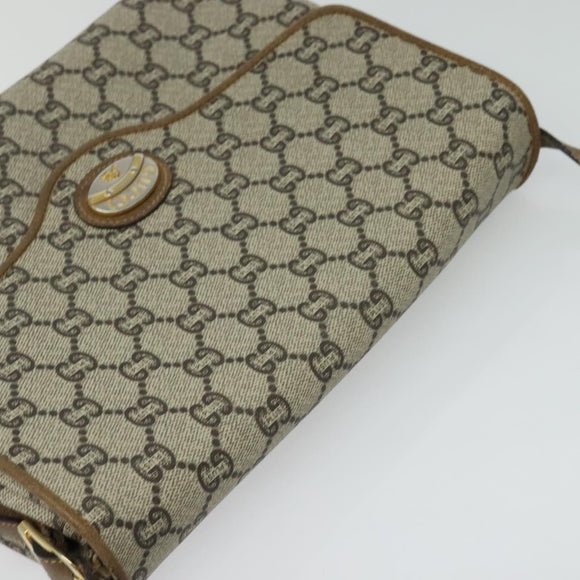 GUCCI GG Plus Supreme Shoulder Bag PVC Beige Gold Auth ep9232