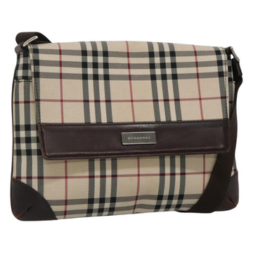 BURBERRY Nova Check Shoulder Bag Canvas Beige Silver Auth ep9235