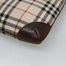 BURBERRY Nova Check Shoulder Bag Canvas Beige Silver Auth ep9235-12