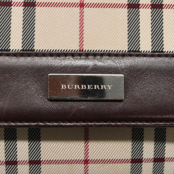 BURBERRY Nova Check Shoulder Bag Canvas Beige Silver Auth ep9235