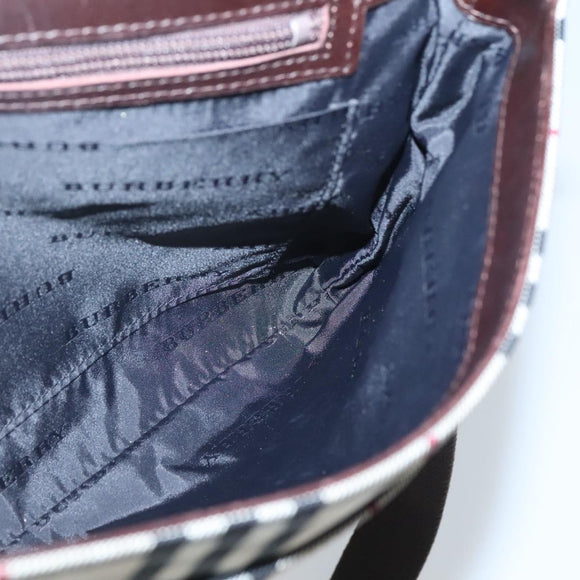 BURBERRY Nova Check Shoulder Bag Canvas Beige Silver Auth ep9235