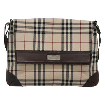 BURBERRY Nova Check Shoulder Bag Canvas Beige Silver Auth ep9235 - 0