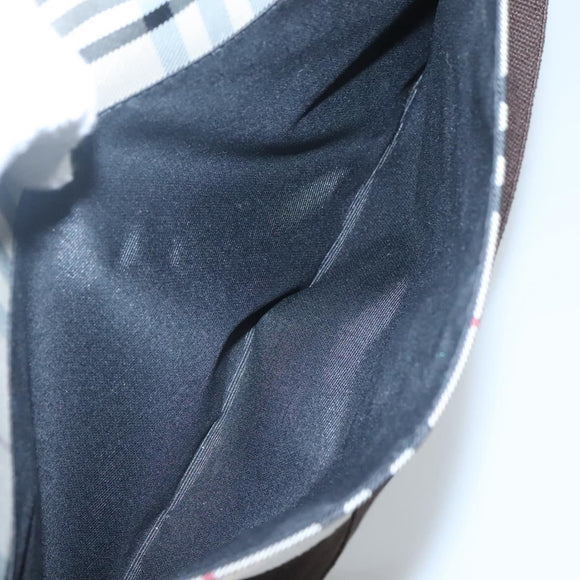 BURBERRY Nova Check Shoulder Bag Canvas Beige Silver Auth ep9235