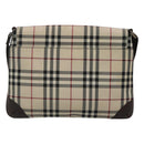BURBERRY Nova Check Shoulder Bag Canvas Beige Silver Auth ep9235-3