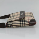 BURBERRY Nova Check Shoulder Bag Canvas Beige Silver Auth ep9235-4